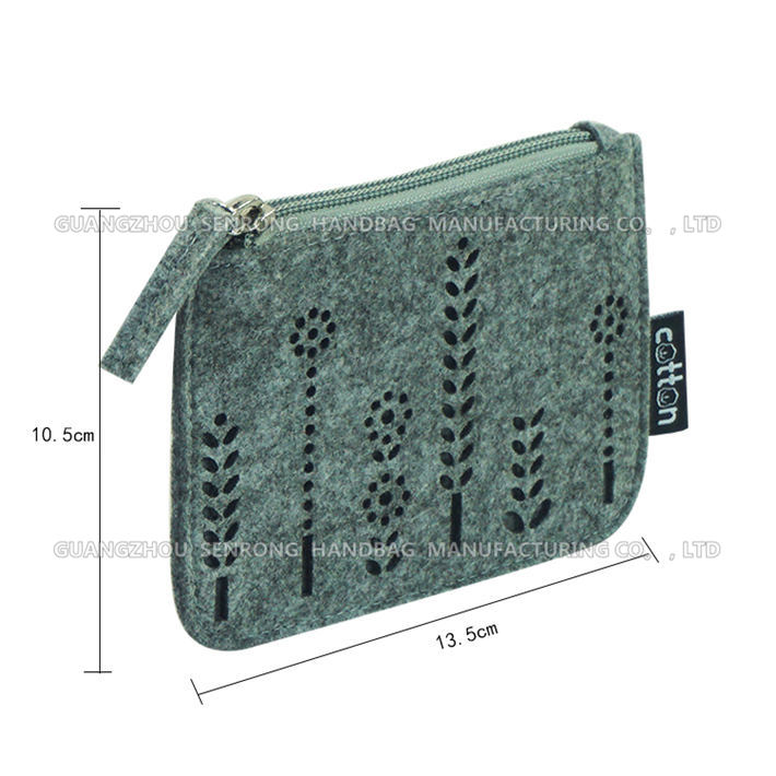 拉鏈密封零錢(qián)毛氈小包袋定做