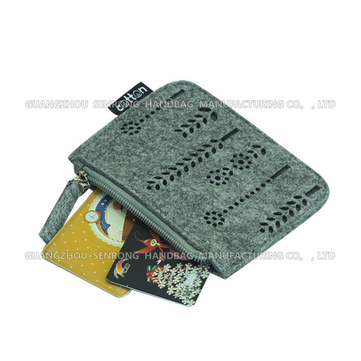 拉鏈密封零錢(qián)毛氈小包袋定做